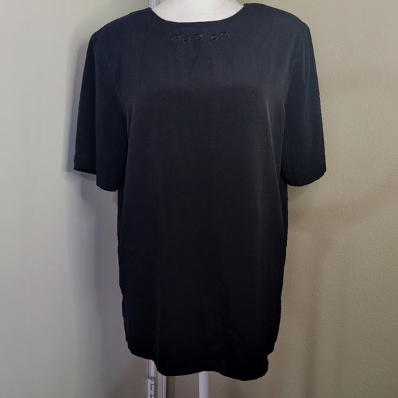 Alfred Dunner Womens Blouse, Size 10, Black Short Sleeves - Picture 1 of 9